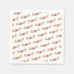 Servilleta De Papel Graduación Escolar Parche Diploma Cinta Roja