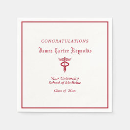 Servilleta De Papel Graduación, Facultad de Medicina, Caduceo Rojo
