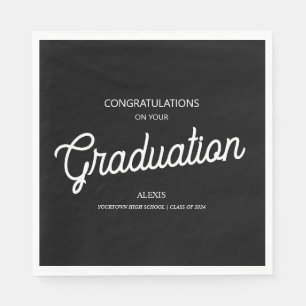 Servilleta De Papel Graduación Felicitaciones Fiesta Blanco Negro