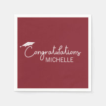 Graduación Felicitaciones Guión Blanco Rojo Simple