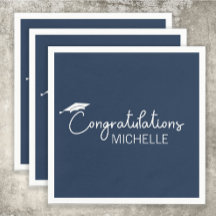 Graduación felicitaciones Navy Blue White Script
