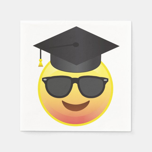 Servilleta De Papel Graduación Feliz gafas de sol Emoji Fiesta Napkins (Anverso)