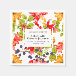 Servilleta De Papel Graduación floral brillante personalizado