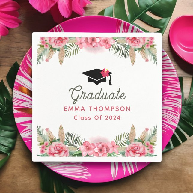 Servilleta De Papel Graduación Floral Clase Luau De Graduado 2024 (Subido por el creador)
