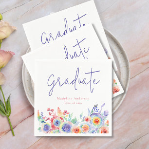 Servilleta De Papel Graduación floral de acuarela de Moda moderna