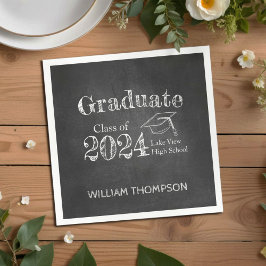 Servilleta De Papel Graduación fotográfica de Chalkboard High School