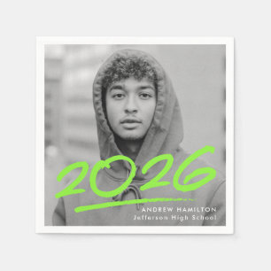 Servilleta De Papel Graduación fotográfica verde lima de 2025 con pinc