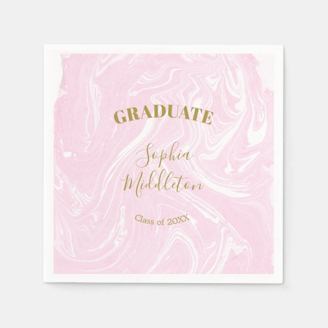 Servilleta De Papel Graduación Gold Pink Modern Personal (Anverso)