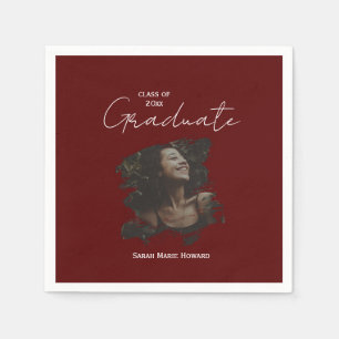 Servilleta De Papel Graduación Granate Foto y Texto Personalizables