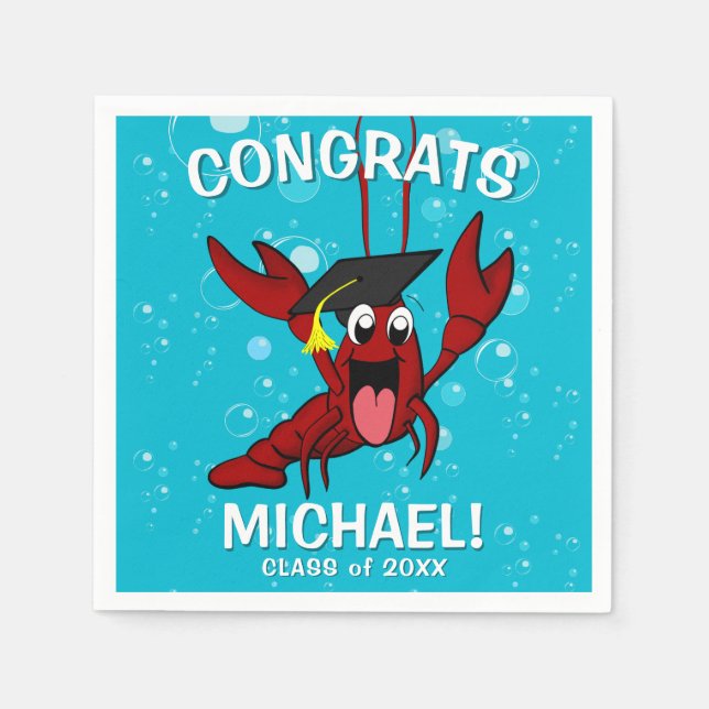 Servilleta De Papel Graduación Langosta Boil Lobster Cute Seafood (Anverso)