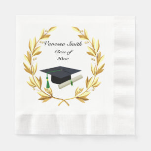 Servilleta De Papel Graduación, Laurel de oro, Cap y Diploma