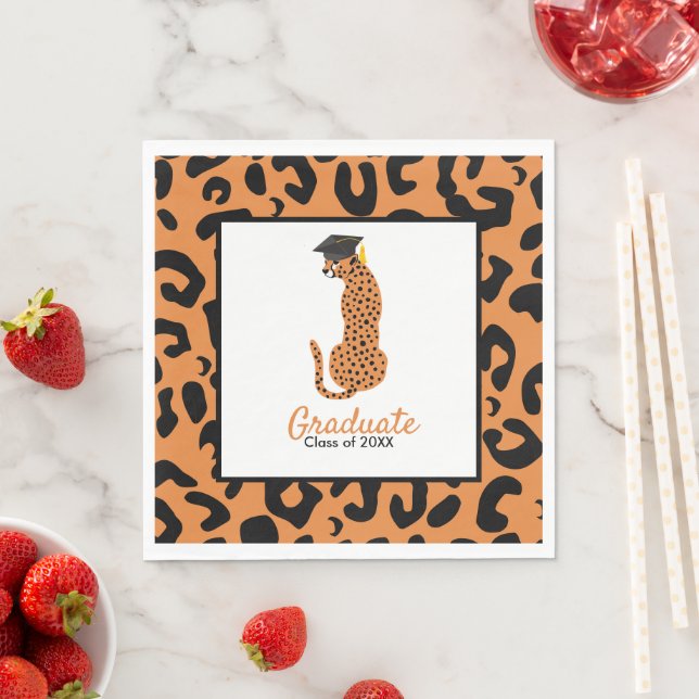 Servilleta De Papel Graduación Leopard print Personalizado Class Año (In situ)