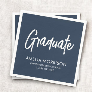 Servilleta De Papel Graduación Minimalista de escritura azul de la Mar