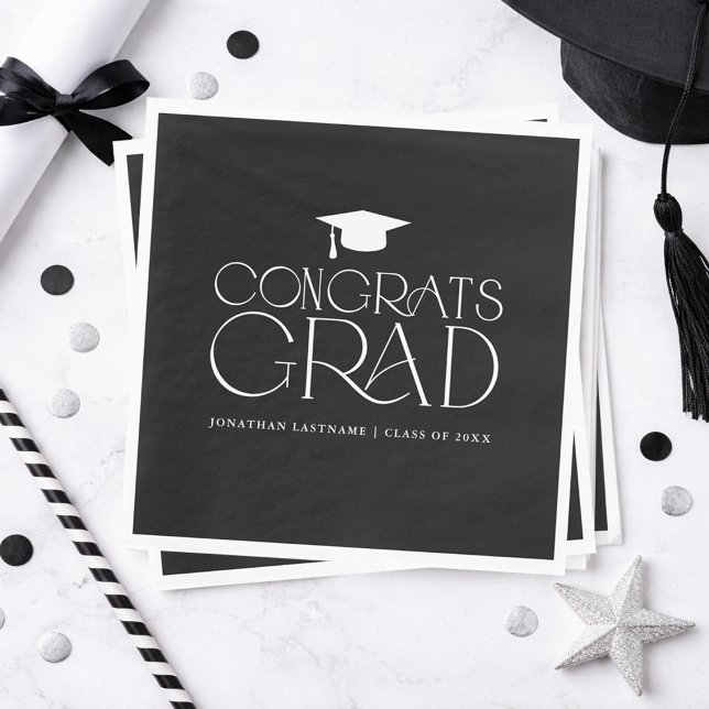 Servilleta De Papel Graduación Minimalista Moderna (Modern Minimalist Graduation Napkins)