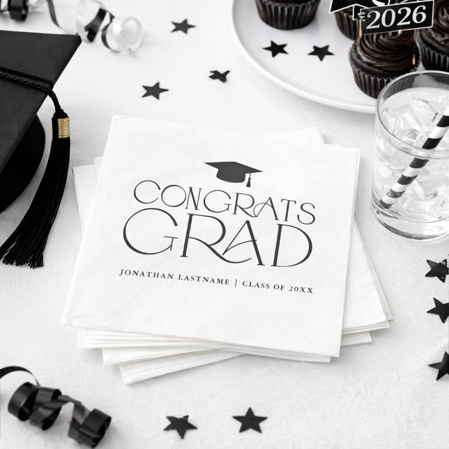 Servilleta De Papel Graduación Minimalista Moderna (Modern Minimalist Graduation Napkins)