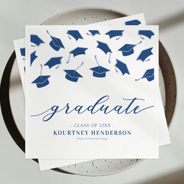 Servilleta De Papel Graduación Moderna Azul Blanco (Subido por el creador)