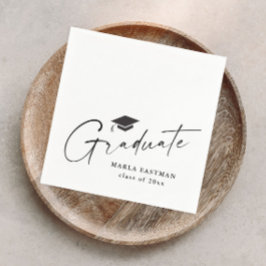 Servilleta De Papel Graduación moderna de escritura en blanco y negro