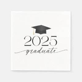 Servilleta De Papel Graduación moderna de escritura en blanco y negro