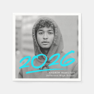 Servilleta De Papel Graduación moderna de fotografía turquesa de 2025