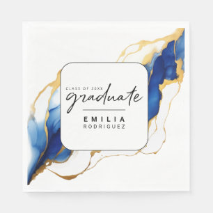 Servilleta De Papel Graduación moderna del oro amarillo azul real