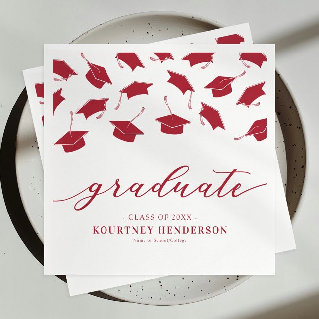Servilleta De Papel Graduación moderna en blanco rojo (Subido por el creador)