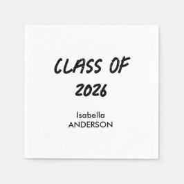 Servilleta De Papel Graduación Moderna en Blanco y Negro