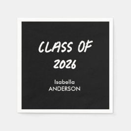 Servilleta De Papel Graduación Moderna en Blanco y Negro