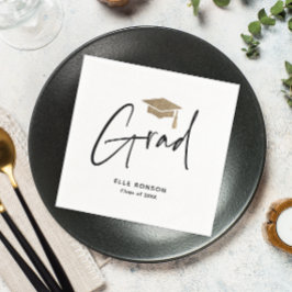 Servilleta De Papel Graduación moderna en blanco y negro de guiones