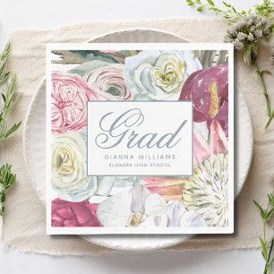 Servilleta De Papel Graduación Moderna Grad Watercolor Floral Elegante