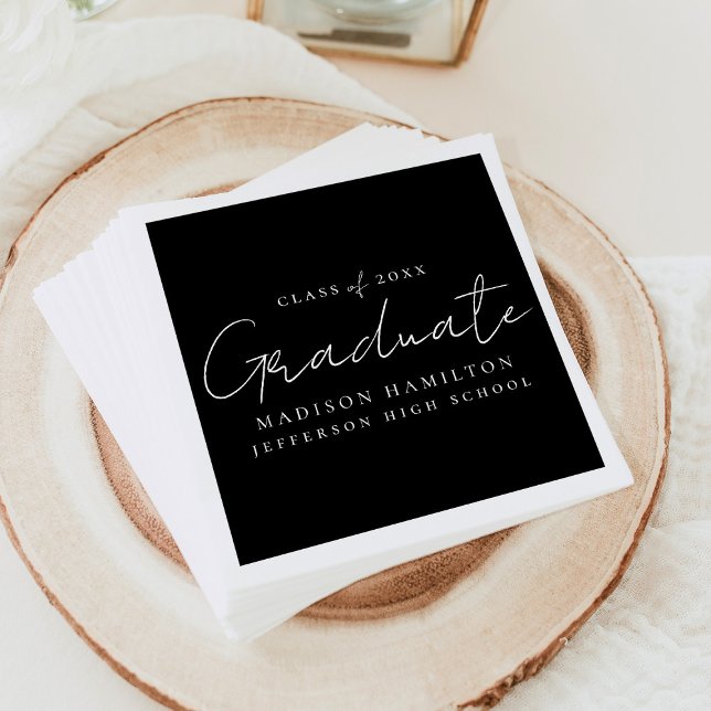 Servilleta De Papel Graduación moderna manuscrita en negro (Subido por el creador)