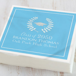 Servilleta De Papel Graduación Moderno Elegante Personalizado Azul Car