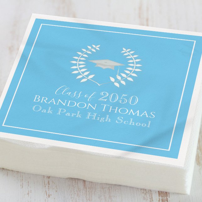 Servilleta De Papel Graduación Moderno Elegante Personalizado Azul Car (Subido por el creador)