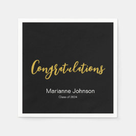Servilleta De Papel Graduación Nombre de la felicitación de oro blanco