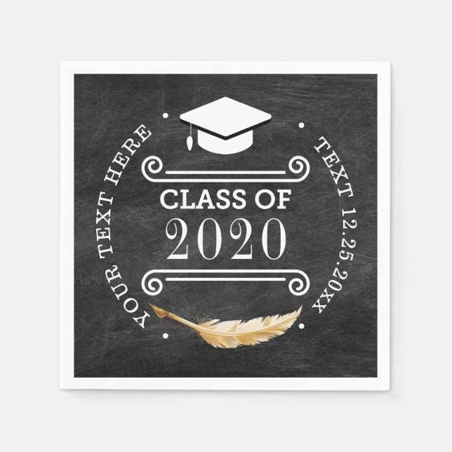 Servilleta De Papel Graduación Parte Retro Chalkboard Clase de 2020 (Anverso)