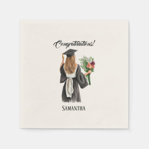 Servilleta De Papel Graduación personalizada de acuarela (12)