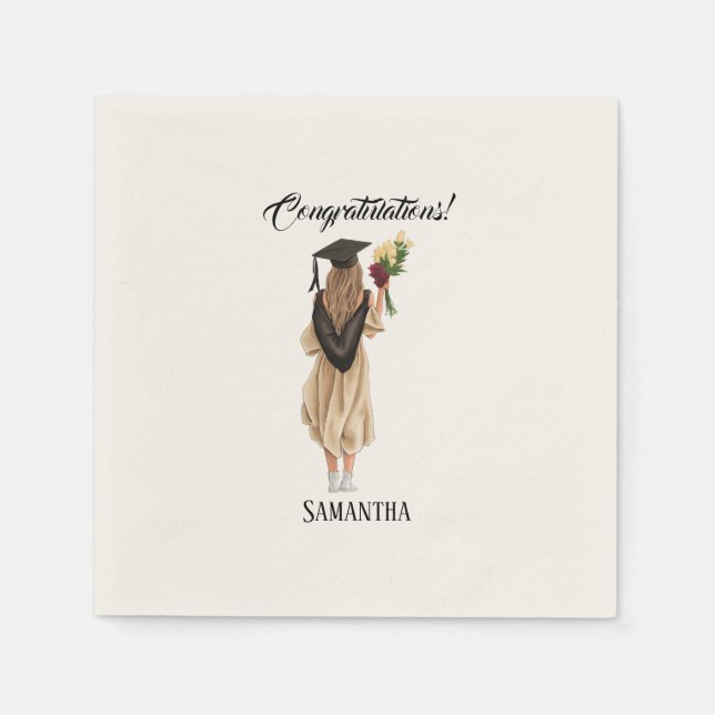 Servilleta De Papel Graduación personalizada de acuarela (2) (Anverso)