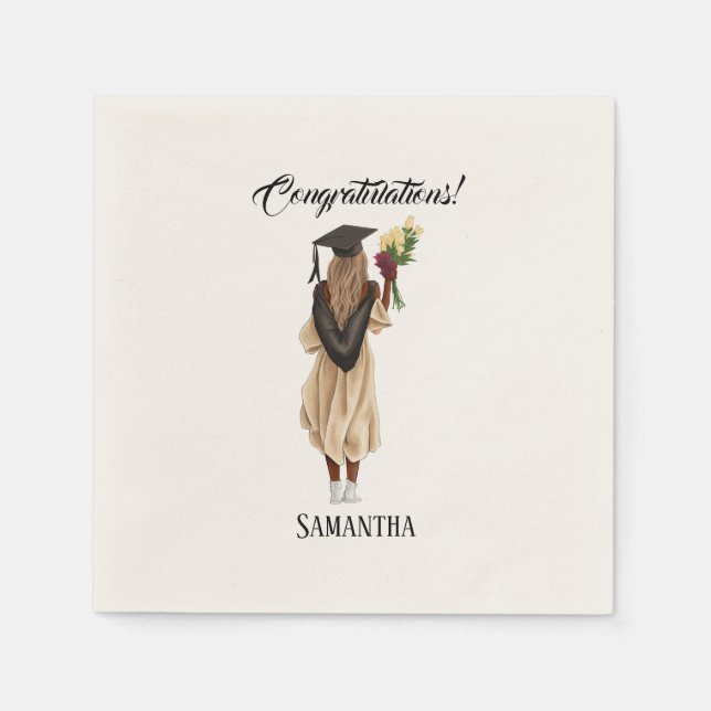 Servilleta De Papel Graduación personalizada de acuarela (6) (Anverso)