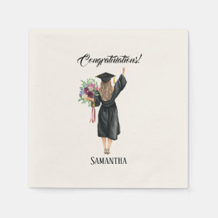 Servilleta De Papel Graduación personalizada de acuarela (8)