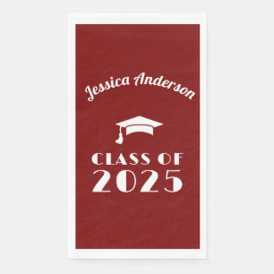 Servilleta De Papel Graduación personalizada de color granate y blanco