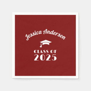 Servilleta De Papel Graduación personalizada de color granate y blanco