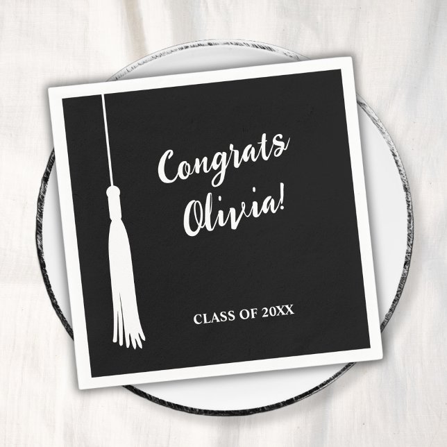 Servilleta De Papel Graduación personalizada de Grad Tassel 2024 (Modern 2024 Grad Tassel Personalized Graduation Napkins)