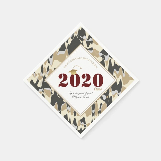 Servilleta De Papel Graduación personalizada del patrón de camuflaje T (Borde)