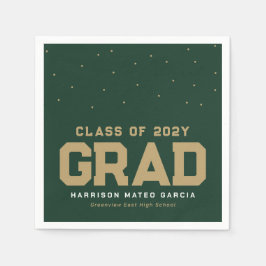 Servilleta De Papel Graduación personalizada deportiva verde dorado