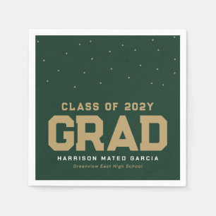 Servilleta De Papel Graduación personalizada deportiva verde dorado
