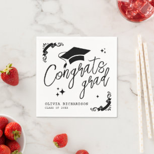 Servilleta De Papel Graduación Personalizada Elegante Guión Estrellas 