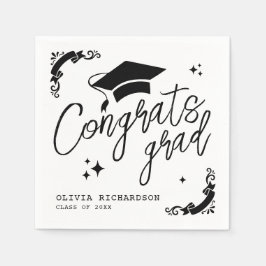 Servilleta De Papel Graduación Personalizada Elegante Guión Estrellas 