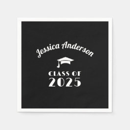 Servilleta De Papel Graduación personalizada en blanco y negro
