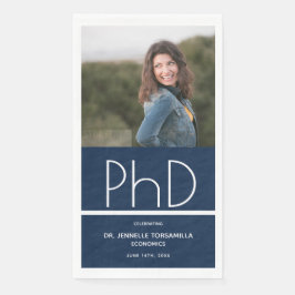 Servilleta De Papel Graduación PhD con foto azul