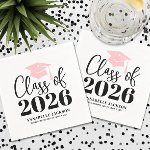 Servilleta De Papel Graduación Rosa Personalizada