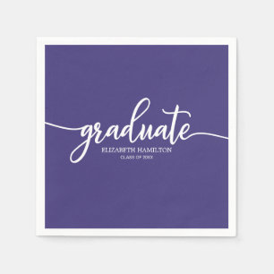 Servilleta De Papel Graduación Simple Caligrafía Graduación Púrpura